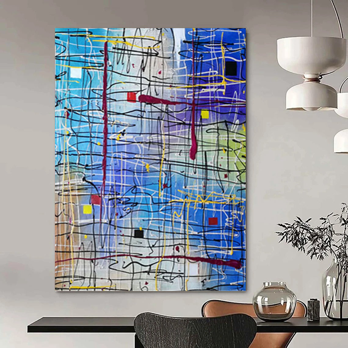 “Color - Streaked Abstract” - Abstract, Energetic - Styled Painting On Canvas PT1583
