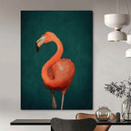 “Pink Flamingo on Dark Green” - Wildlife Portrait Painting On Canvas PT1920