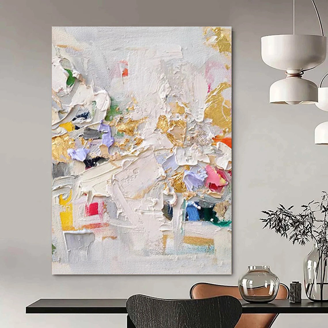 “Colorful Palette Knife Abstract” - Impasto Abstract Painting On Canvas PT1027