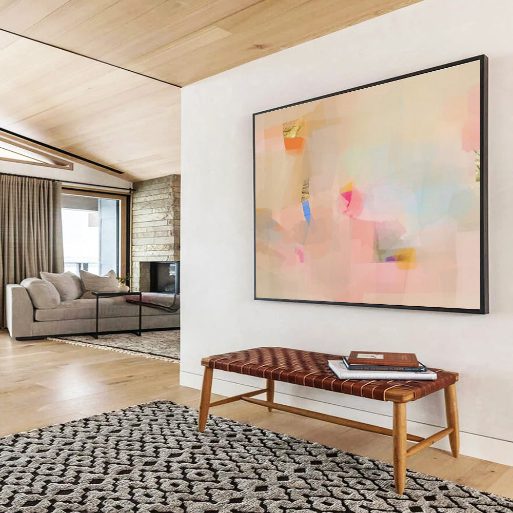 Pastel Color Block Abstract Painting On Canvas DKS033