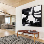 Black & White Abstract Composition Painting On Canvas DKS018