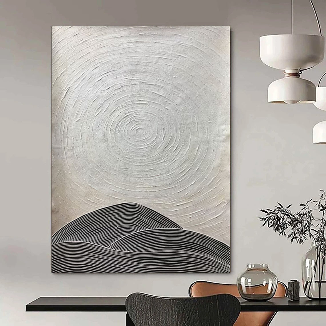 “Black - White Textured Abstract” - Minimalist Textured Painting On Canvas PT1960