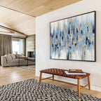 “Blue and Gold Abstract Strokes” - Abstract Acrylic Painting, Ideal for Living Room & Office DKS601