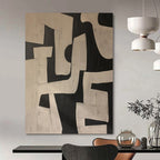 “Black - White Geometric Abstract” - Modern Abstract Painting On Canvas PS0122