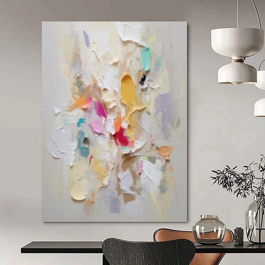 “Colorful Textured Blooms: Impasto Floral Art” - Lively Botanical Painting On Canvas PT0973