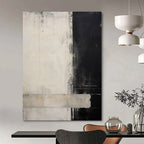 “Black - White Abstract Divide” - Monochromatic Abstract Painting On Canvas PS0220