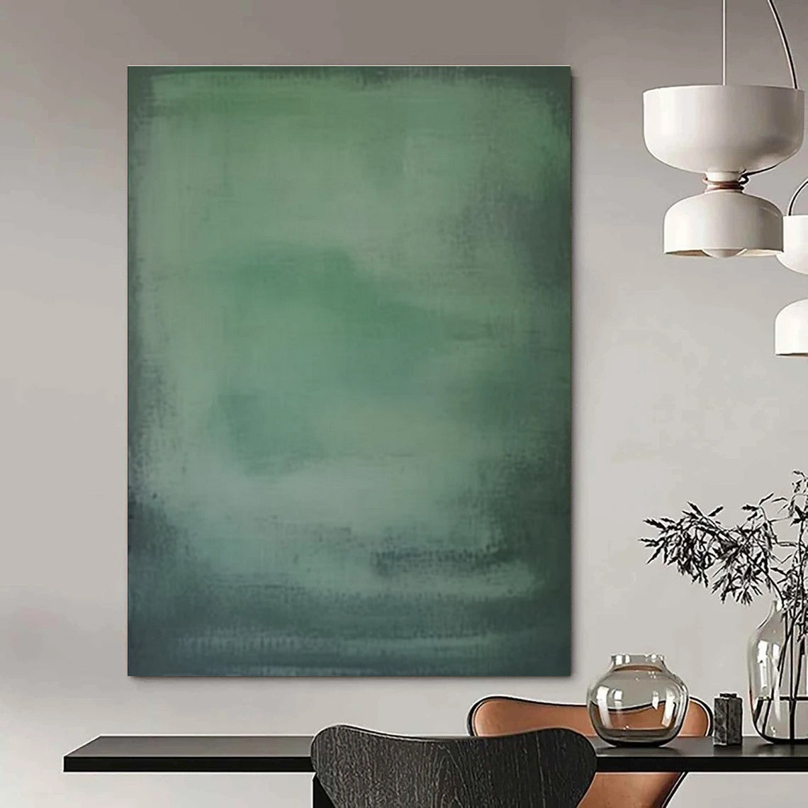 Green, Light Green with Subtle Gradients "Muted Calm" Abstract Painting On Canvas PS1465