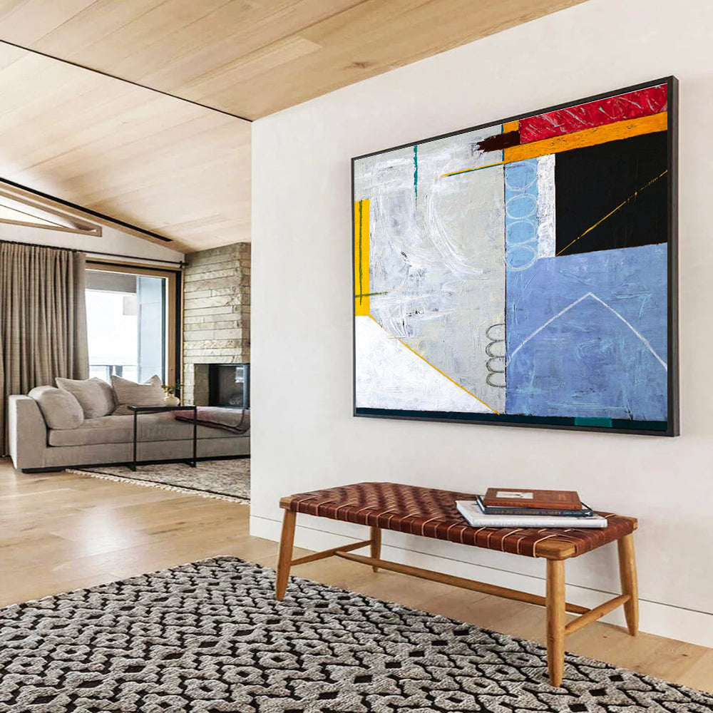 “Geometric Color Fusion Abstract” - Abstract Painting On Canvas DKS570