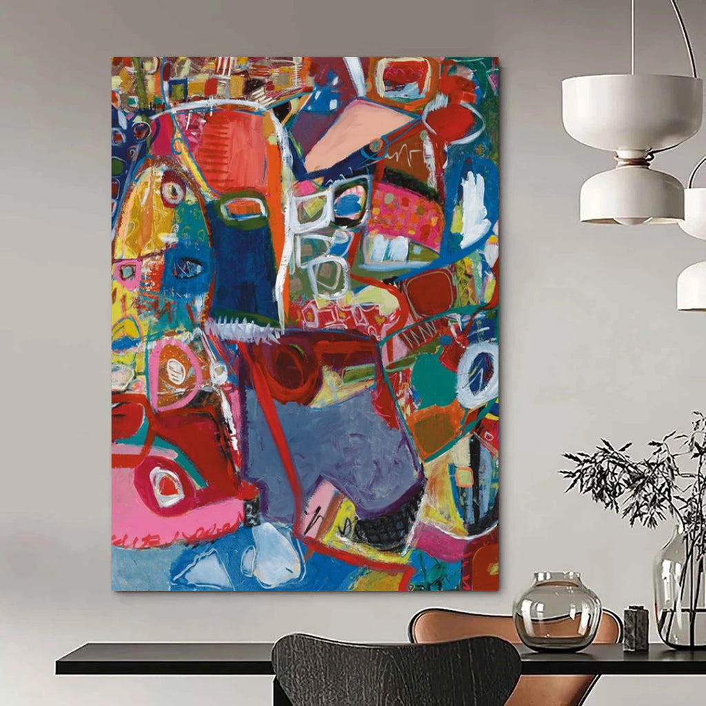 “Colorful Abstract Mosaic” - Lively Abstract Painting On Canvas DS297