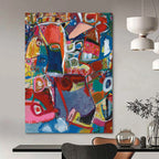 “Colorful Abstract Mosaic” - Lively Abstract Painting On Canvas DS297