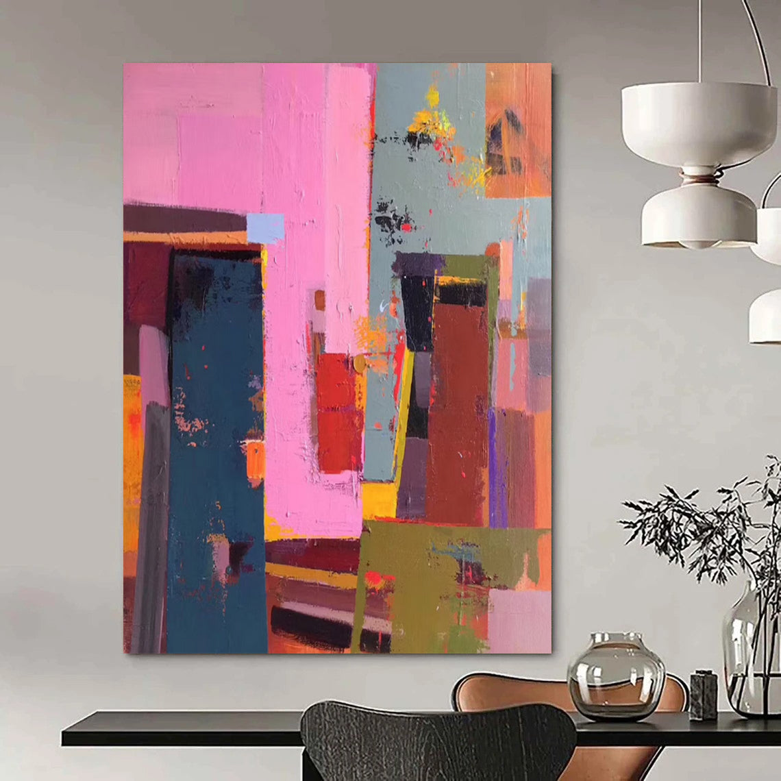 “Vibrant Color Blocks” - Cubist - Inspired Painting On Canvas DS050