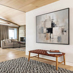 “Neutral - Tone Geometric Abstract” - Modernist Abstract Painting On Canvas PT1579