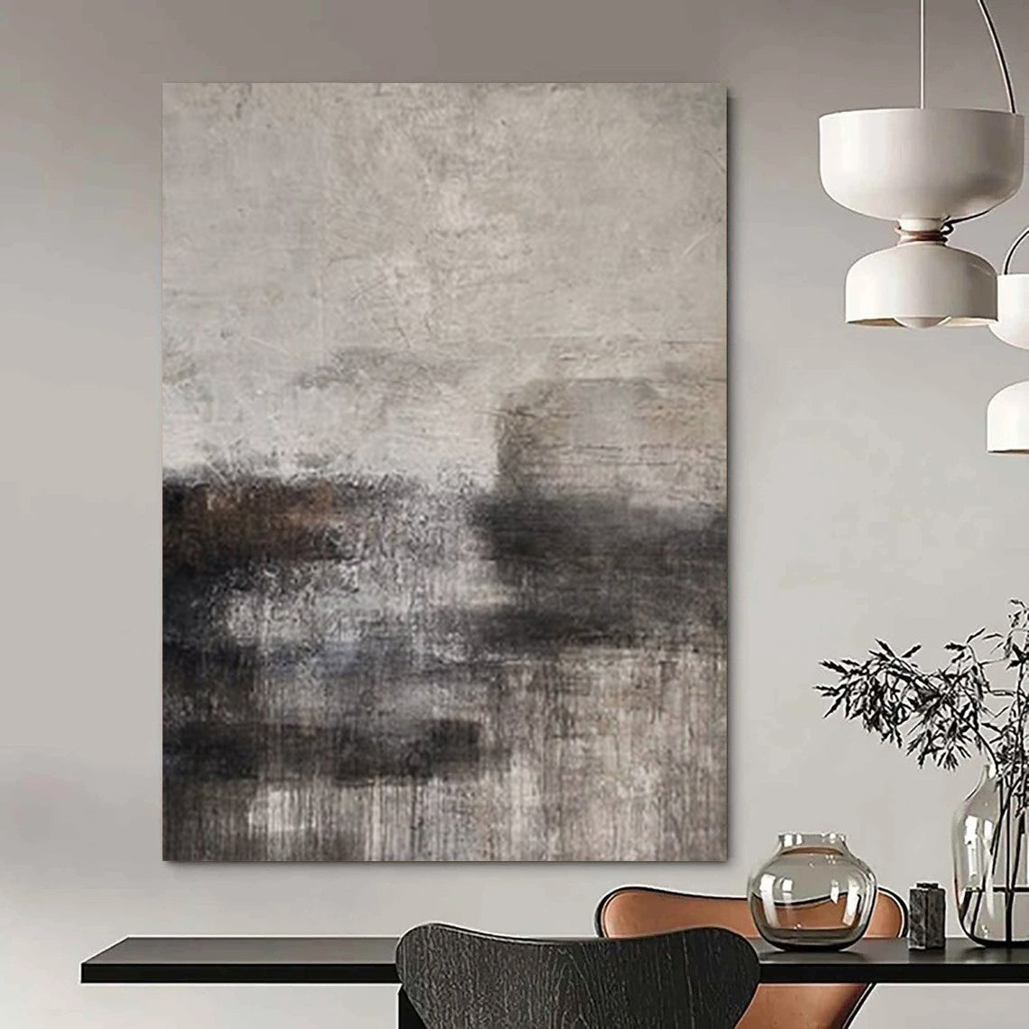 Gray and Black Textured, "Moody Depths" – Textured Abstract Painting On Canvas PS0982