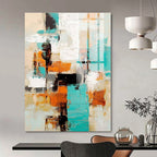 Bold Colors with Abstract Blocks "Color Block Symphony" Abstract Painting On Canvas PS1272