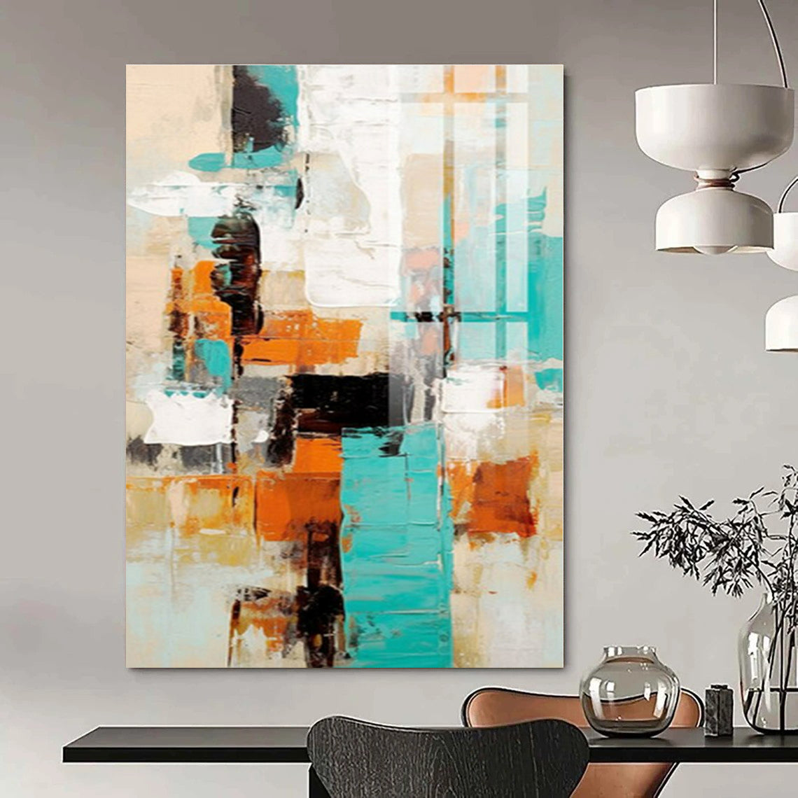 Bold Colors with Abstract Blocks "Color Block Symphony" Abstract Painting On Canvas PS1272