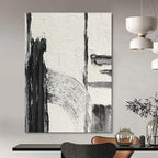 “Textured Black and White Abstract Forms” - Subtle Abstract Painting On Canvas DS386