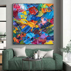“Bold Color Palette Knife Extravaganza” - Tactile Abstract Painting On Canvas PS0229