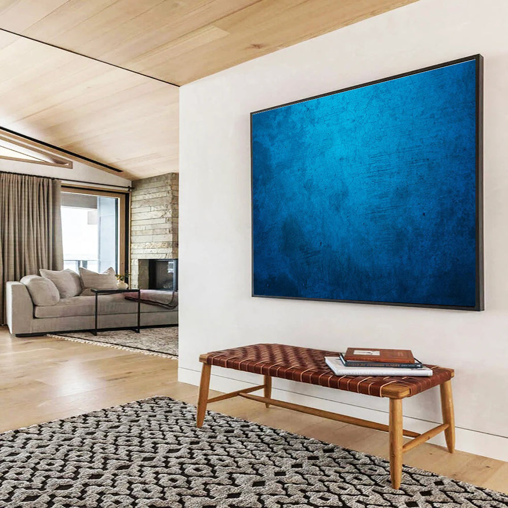 “Deep Blue Textured Abstract” - Textured Abstract Painting, Great for Man Cave & Art Gallery DKS616