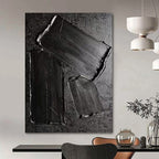 “Black Textured Abstract” - Minimalist Abstract Painting On Canvas PT1333