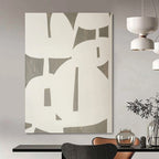 “Grey - White Geometric Cutouts” - Modern Abstract Shape Painting On Canvas PT1075