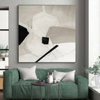 “Black - White Geometric Abstraction” - Black, White Abstract Geometric Painting On Canvas PS0559