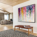 “Rainbow - Drip Floral Cascade” - Abstract Acrylic Painting on Canvas DKS905