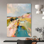 Hillside Harmony Abstract Pastel Landscape, Painting On Canvas PT2148