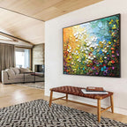 “Textured Floral Burst” - 3D Flower Field Painting On Canvas DKS443
