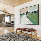 “Abstract Coastal Path” - Cool - Tones Landscape Painting On Canvas PT1541