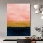 “Pink - Orange - Navy Sunset” - Abstract Landscape Painting On Canvas PT2022