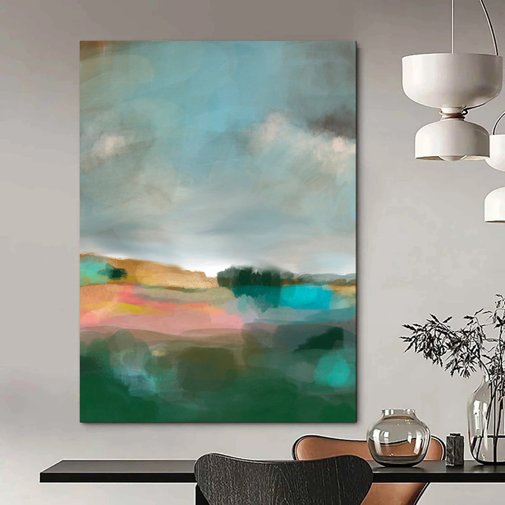 “Soft Blue - Colorful Abstract Landscape” - Abstract Landscape Painting On Canvas PT2011