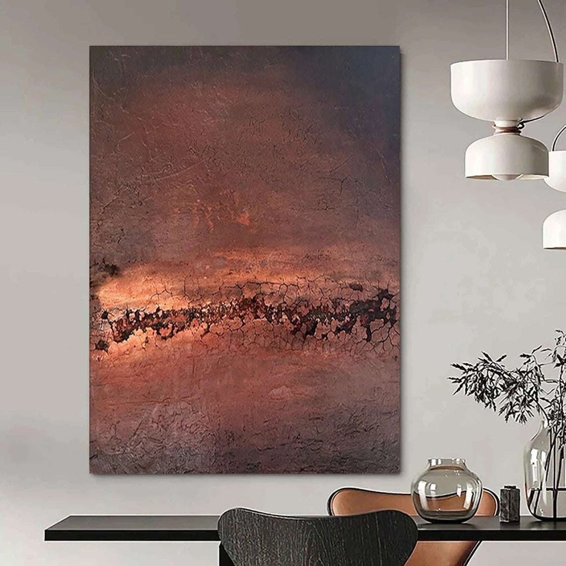 Brown and Orange Textured, "Desert Crackle" – Textured Abstract Painting On Canvas PS0953