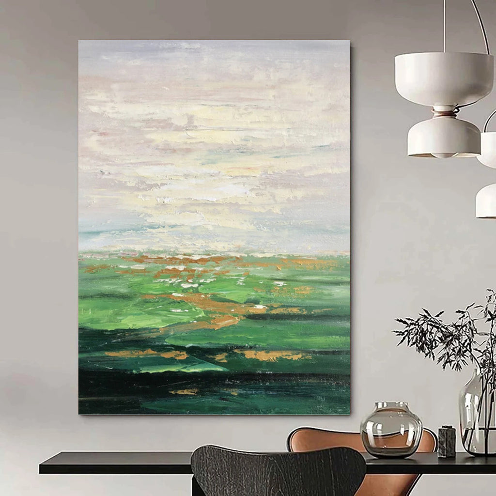 “Green Landscape Abstract” - Impressionist - Inspired Painting On Canvas PT1341