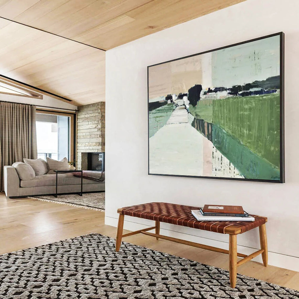 “Green - Path Countryside” - Muted - Landscape Painting On Canvas PT1540