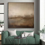 “Beige - Brown Textured Horizon” - Beige, Brown, Gray Abstract Textured Painting On Canvas PS0573
