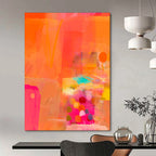 “Bright Orange and Pink Abstract” - Abstract Expressionist Painting On Canvas PT2002
