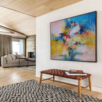 Colorful Abstract Floral Burst Expressive Still - Life Painting On Canvas DKS118