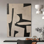 Black and White Geometric, "Monochrome Geometry" – Abstract Geometric Painting On Canvas PS0945