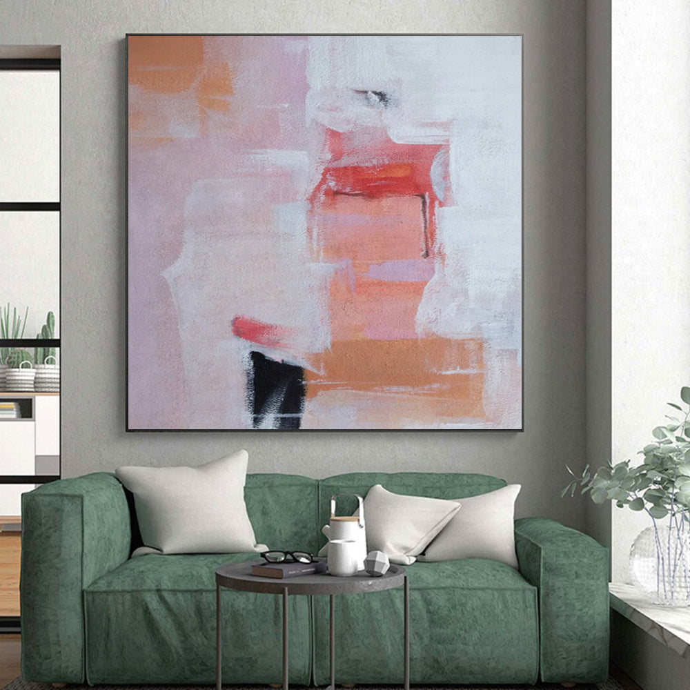 “Soft Pink Abstract Shapes” - Pastel Abstract Painting On Canvas PS0221