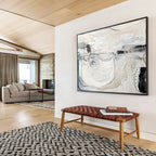 Monochrome Abstract with Lines Painting On Canvas DKS074