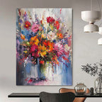 “Colorful Floral Abundance” - Vivid Flowers in a Lush Arrangement Painting On Canvas DS260