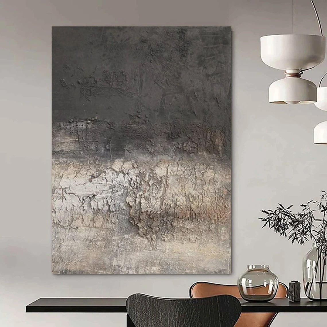 Gray and Brown Textured, "Weathered Wall" – Textured Abstract Painting On Canvas PS0947