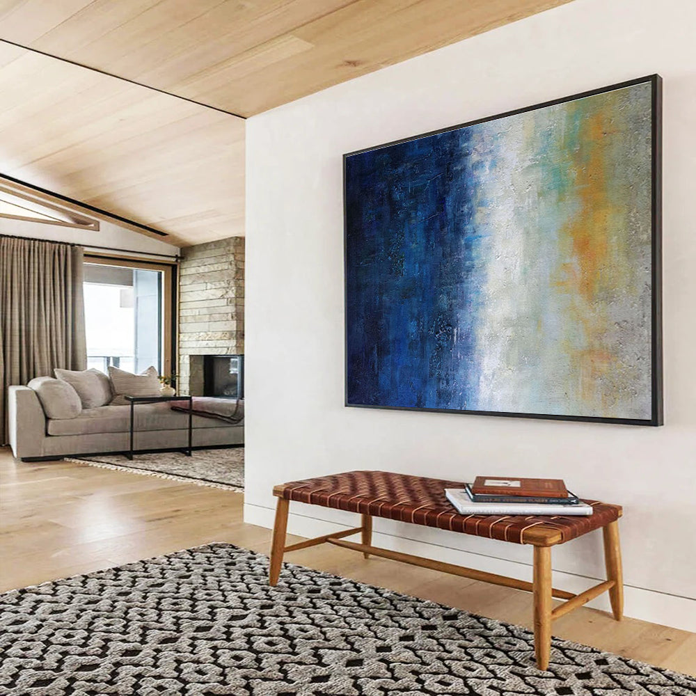 “Blue and Gold Gradient” - Abstract Oil Painting On Canvas DKS854