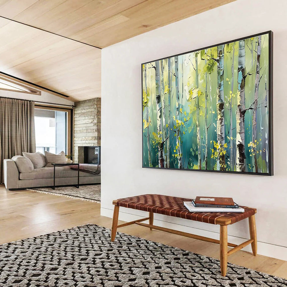 Aspen Glow - Forest Oil Painting, Fit for Reading Nook & Yoga Studio DKS670
