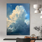 “Blue - White Fluffy Clouds” - Impressionistic Sky Painting On Canvas DS006