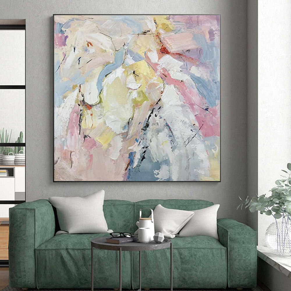 “Pastel - Toned Abstract Figures” - Soft Impressionistic Painting On Canvas PS0364