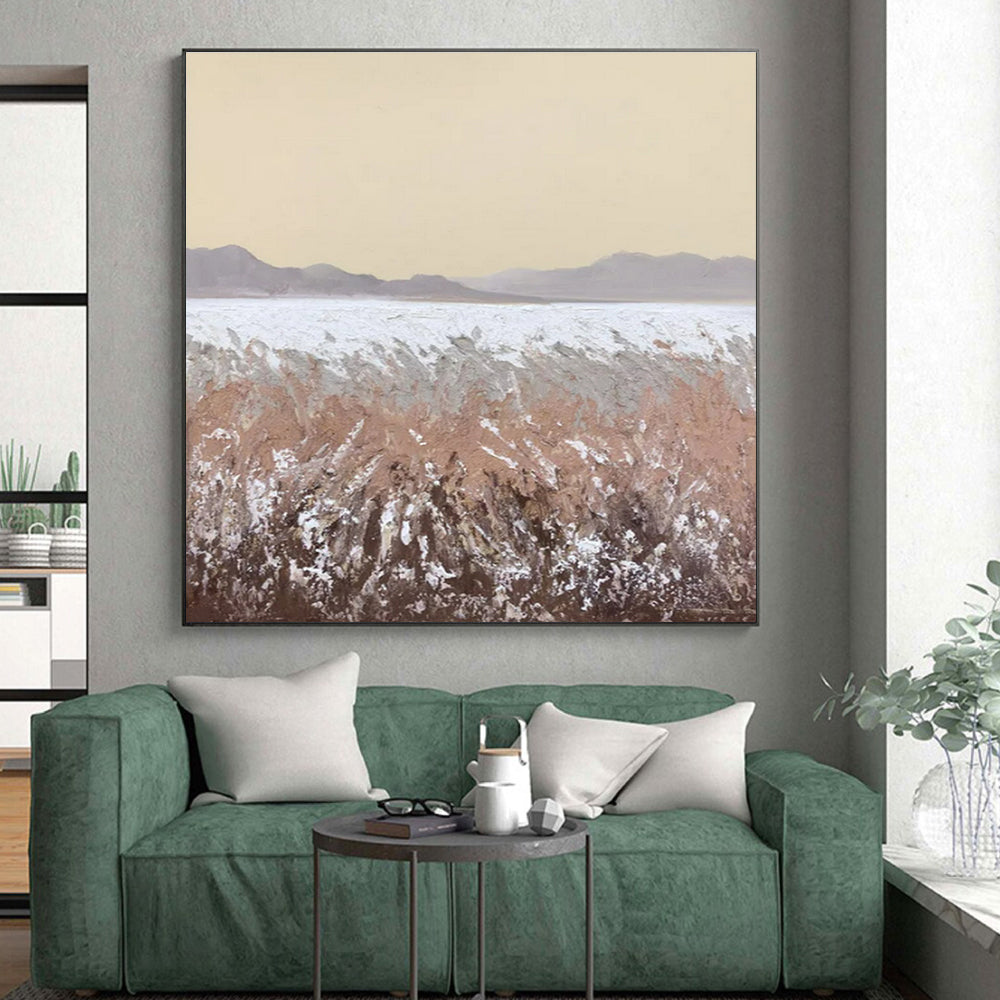 Beige, Brown, Gray Textured Landscape “Desert Calm” - Painting On Canvas PS0806