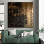 “Brown - Black Textured Composition” - Brown, Black Abstract Painting On Canvas PS0529