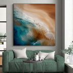 “Beach Waves in Resin” - Blue, Brown, White Abstract Seascape Resin Art PS0765