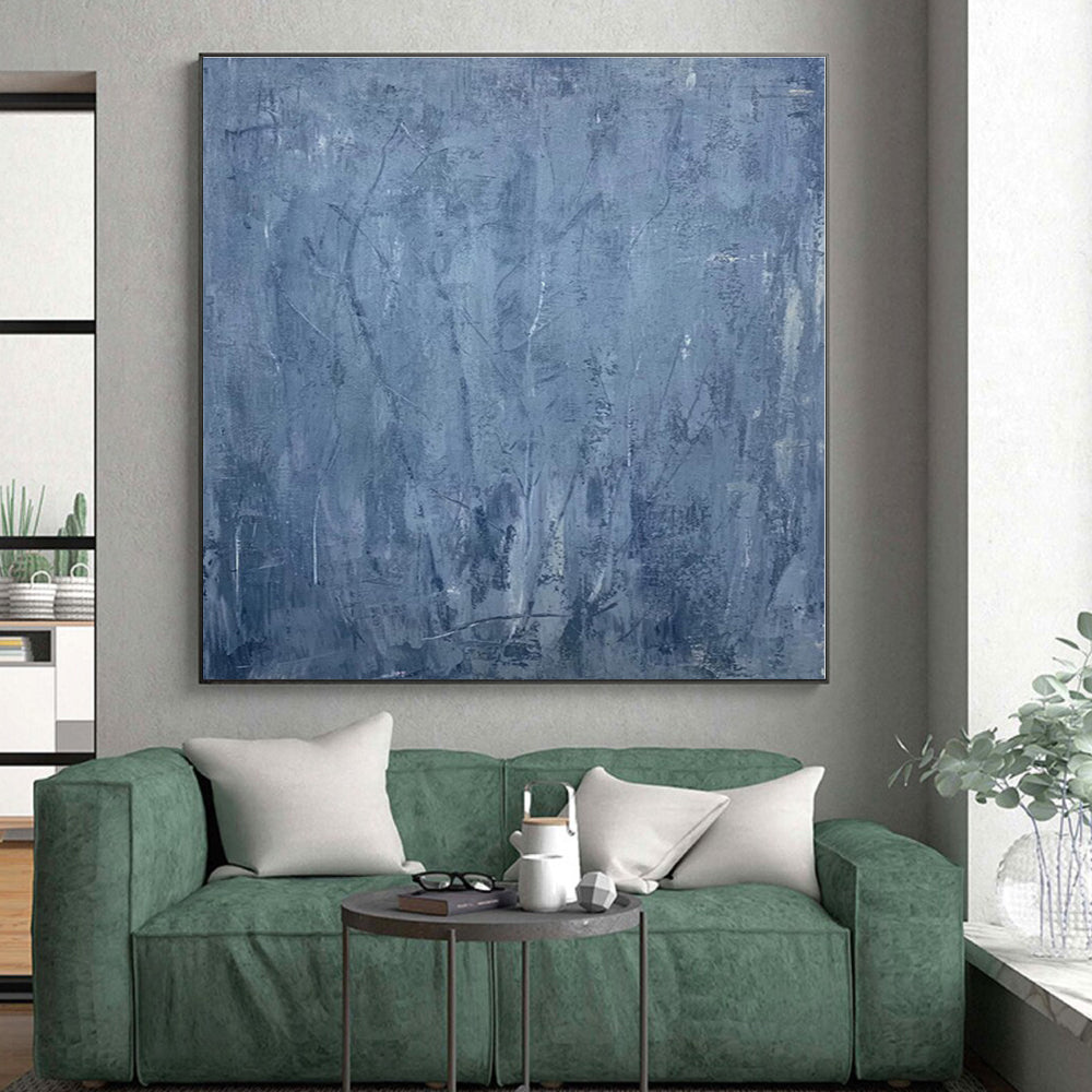 “Blue Textured Abstraction” - Blue Abstract Painting On Canvas PS0459